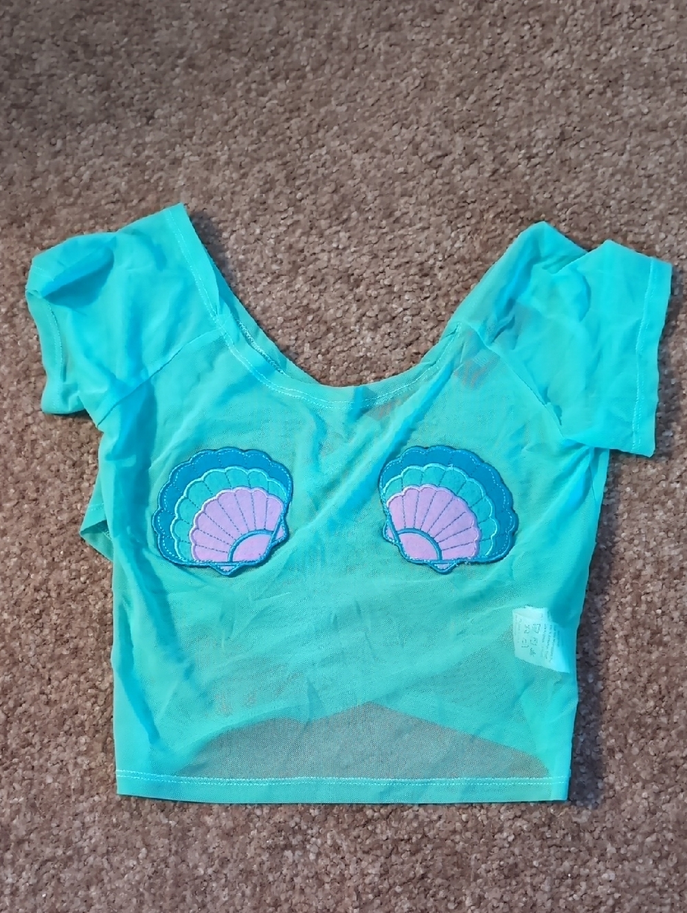 Mesh Turquoise Mermaid Shell Top